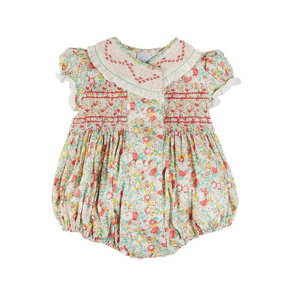 Pepa London Girls  Clementine Floral Hand-Smocked Dress, Orange